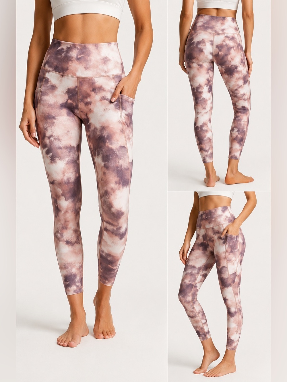 Apana High Waisted 7/8 Yoga Leggings Pink Abstract Print Size S NWT